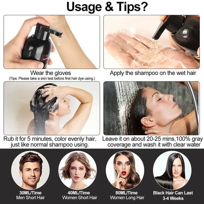 ✨Unisex Instant Black Herbal Hair Dye Shampoo |🔥(Buy 1 Get 1 Free)