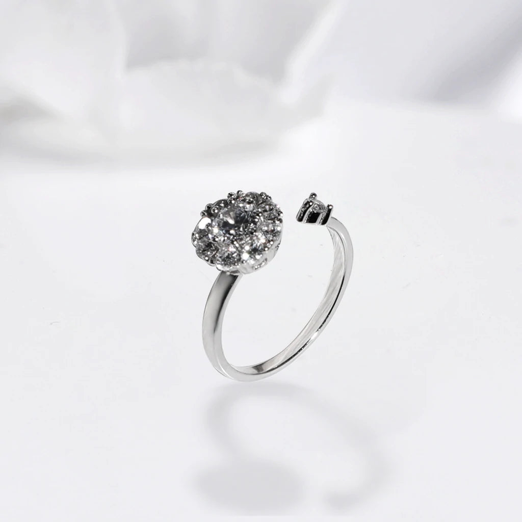 Crystal Rotating Ring - Silver