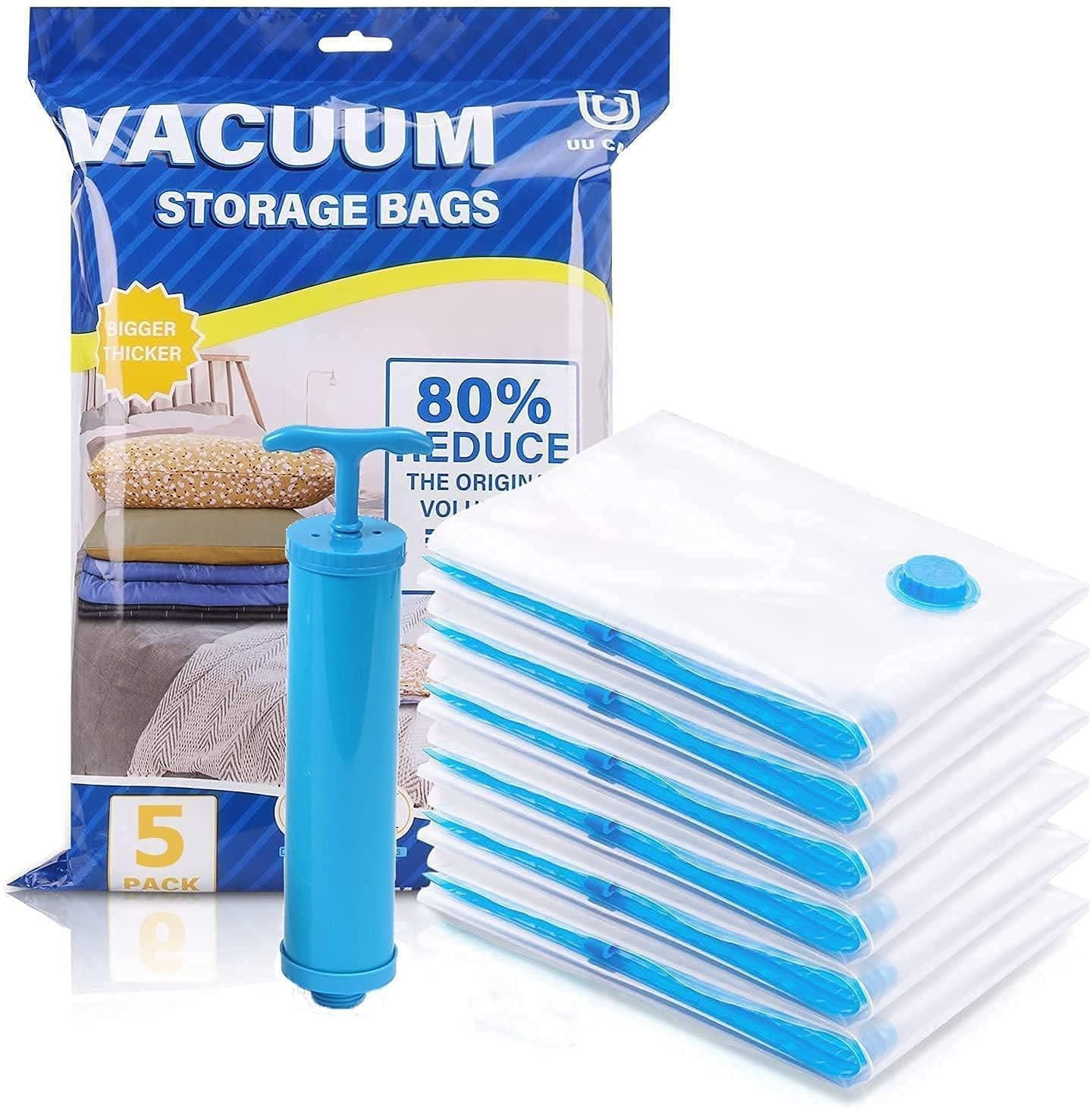 Vacuum Storage Bags (PACK OF 5) + FREE VACUUM PUMP