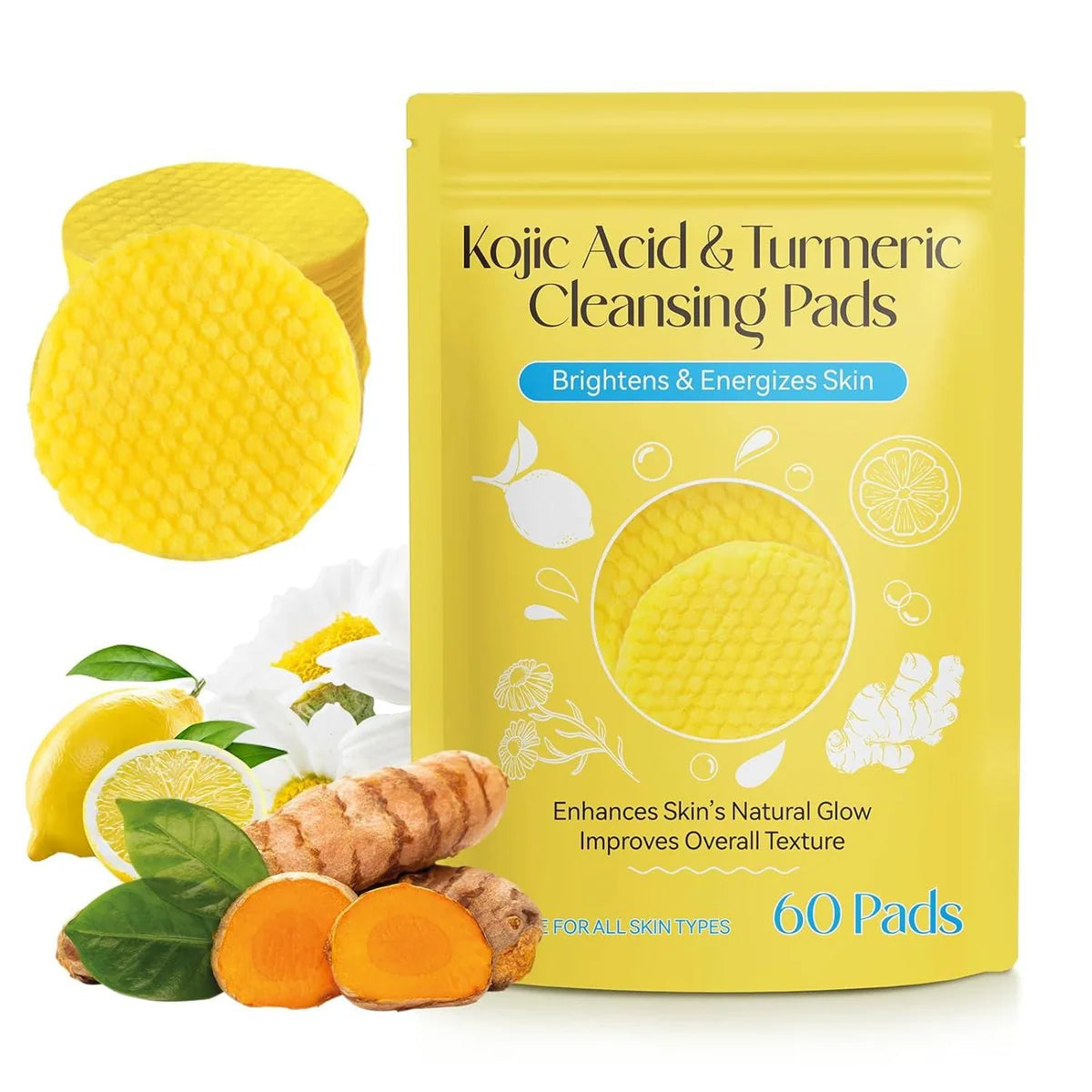Turmeric and Kojic Acid Korean Cleansing Pads (Pack of 60)