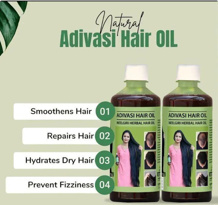 ORIGINAL ADIVASI NEELGIRI HERBAL HAIR OIL - DIRECTLY FROM KARNATAKA MYSORE (BUY 1 GET 4))