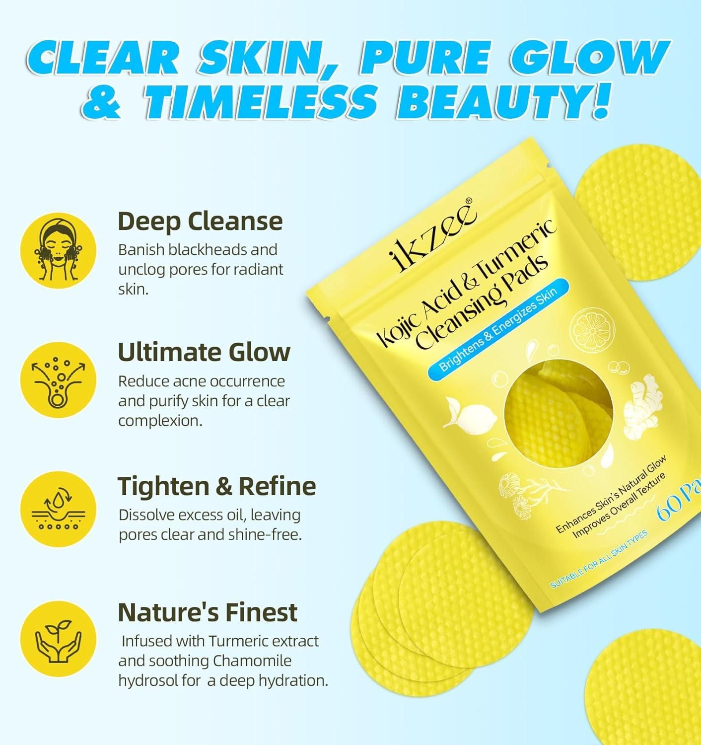 Turmeric and Kojic Acid Korean Cleansing Pads (Pack of 60)