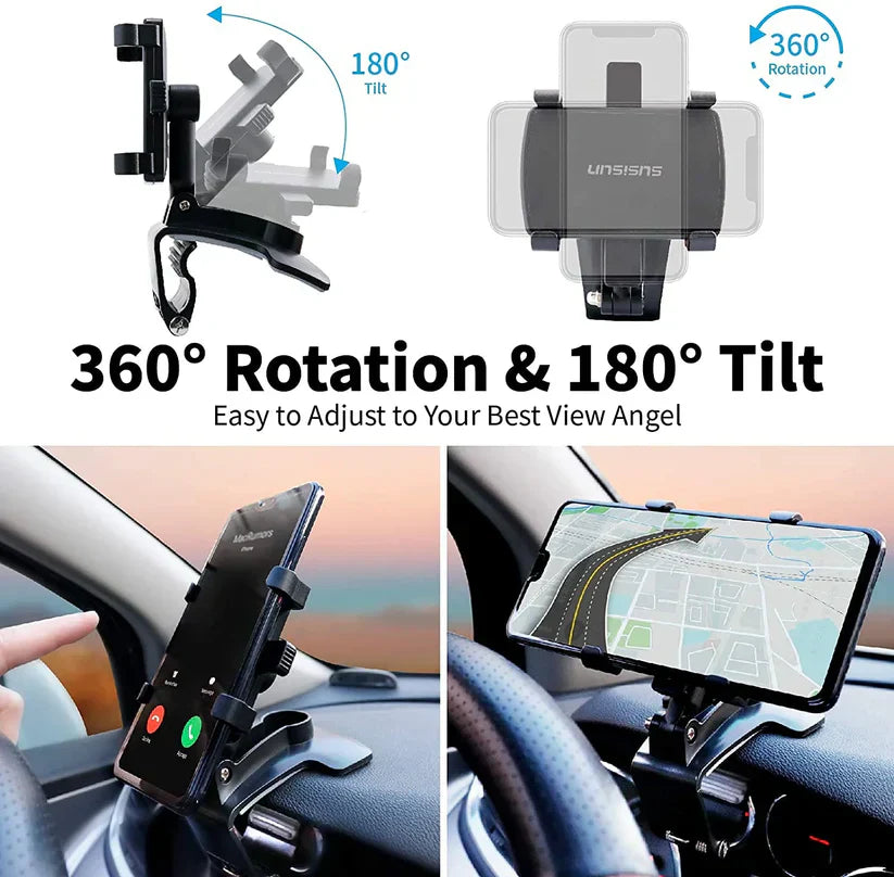 360° Rotational Car Mobile Holder with One-Click Technology