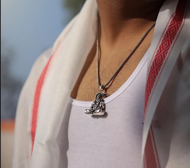🧘♂️🐒 Meditation Hanuman Ji Pure Silver Locket 🔗💫