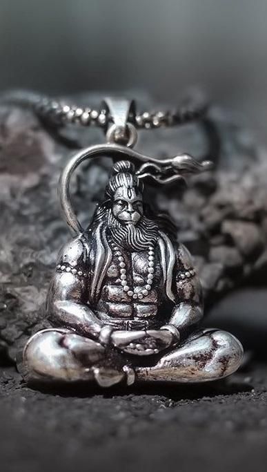 🧘♂️🐒 Meditation Hanuman Ji Pure Silver Locket 🔗💫
