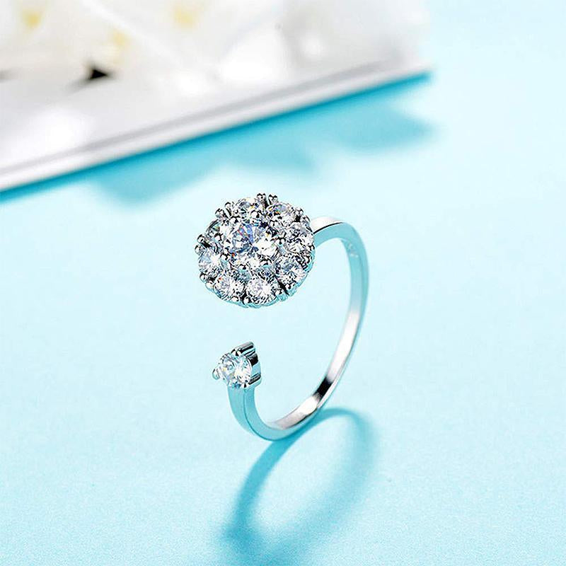 Crystal Rotating Ring - Silver