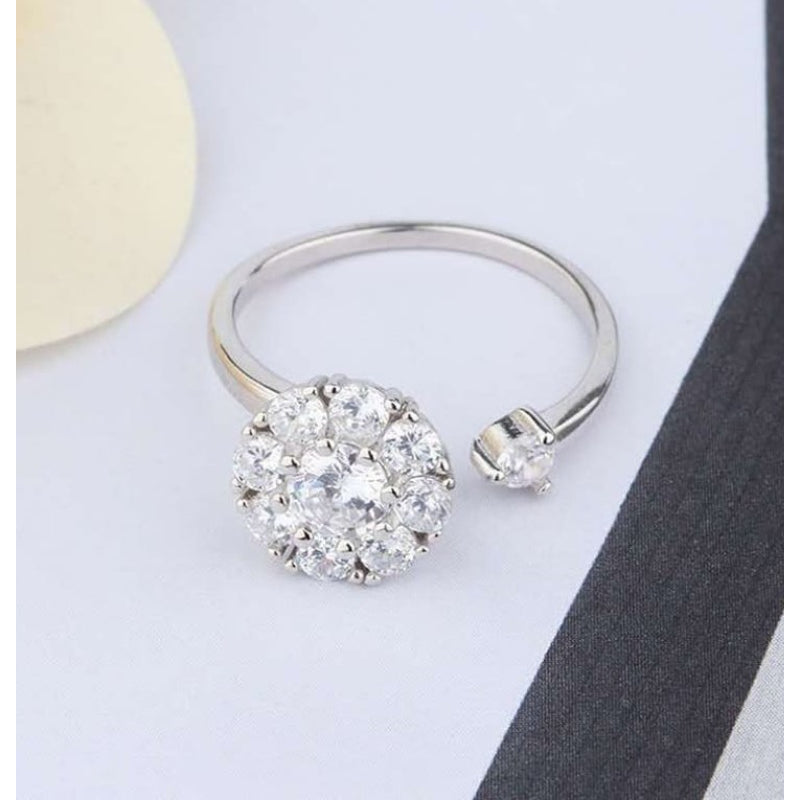 Crystal Rotating Ring - Silver