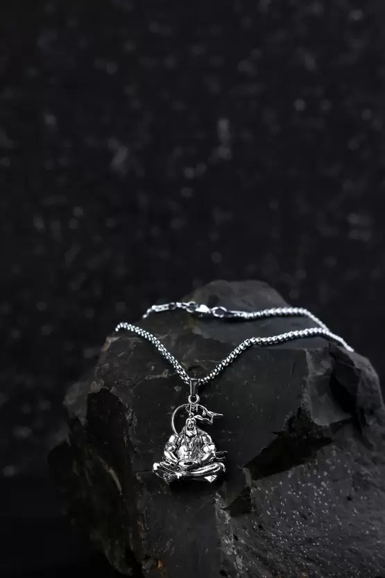 🧘♂️🐒 Meditation Hanuman Ji Pure Silver Locket 🔗💫