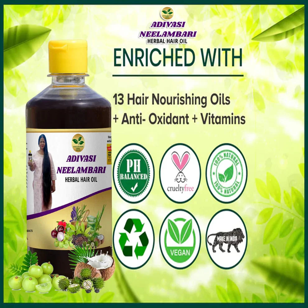 ORIGINAL ADIVASI NEELGIRI HERBAL HAIR OIL - DIRECTLY FROM KARNATAKA MYSORE (BUY 1 GET 4))